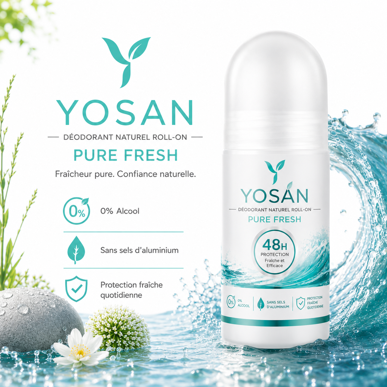 Stick Déodorant Naturel YOSAN 24H – Anti-Traces & Fraîcheur Invisible (60ml)
