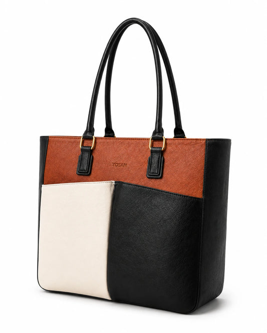 YOSAN Laptop Tote Bag for Women, Leather Work Tote with Padded Laptop Compartment